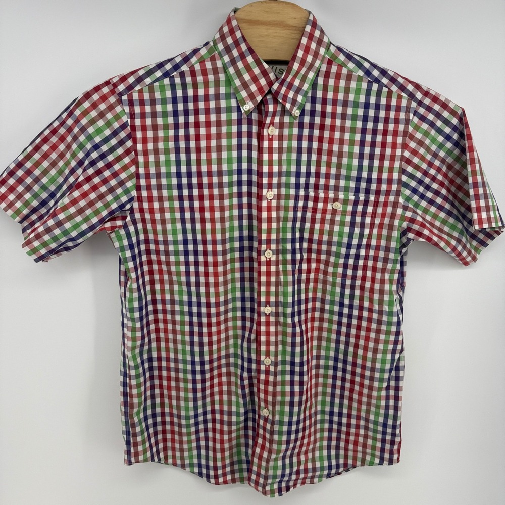 Orvis Mens Medium Short Sleeve Shirt Multi‎ Color Gingham Check Cotton - Picture 2 of 6